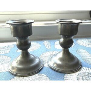 Vintage Hanle Pewter Candleholders Candle Holder Pair Colonial Style